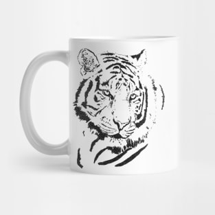 black white tiger head art Mug